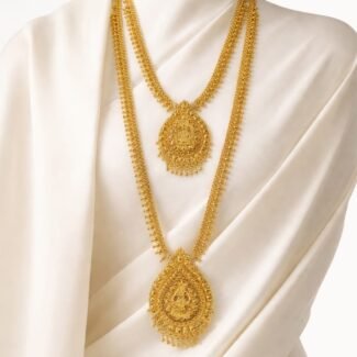 Premium  Haram Combo | Traditional Temple Jewelry Set | Gold Finish Haram